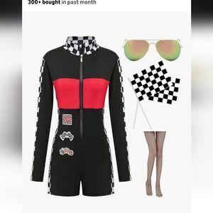 Racing-Inspired Black and Red Jumpsuit Halloween Costume Womens Small New